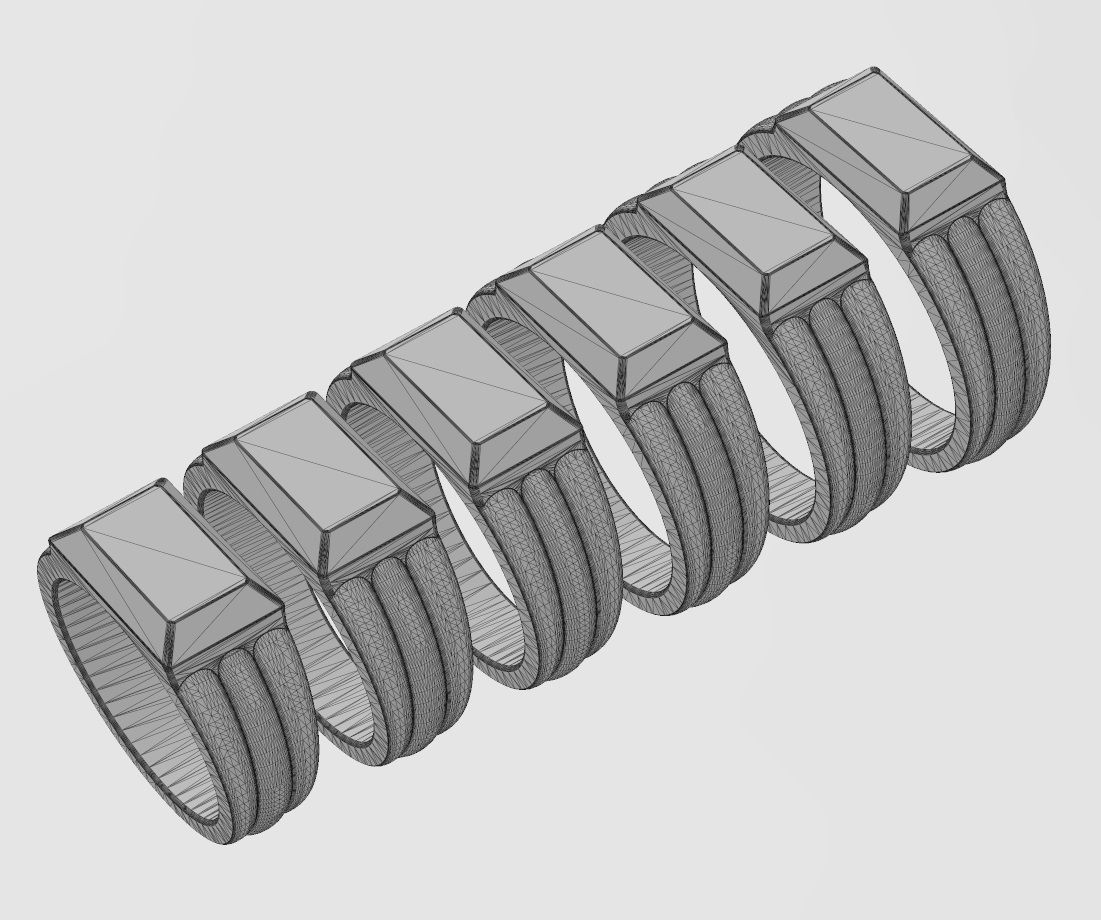 Chamfred top rounded shank rectangular signet US sizes 5to10 3D print model_11