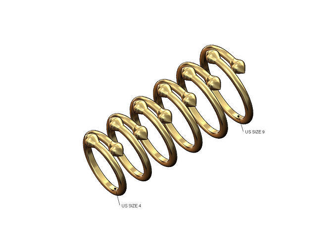 Flower bud motif bypass band US sizes 4to9 3D print model