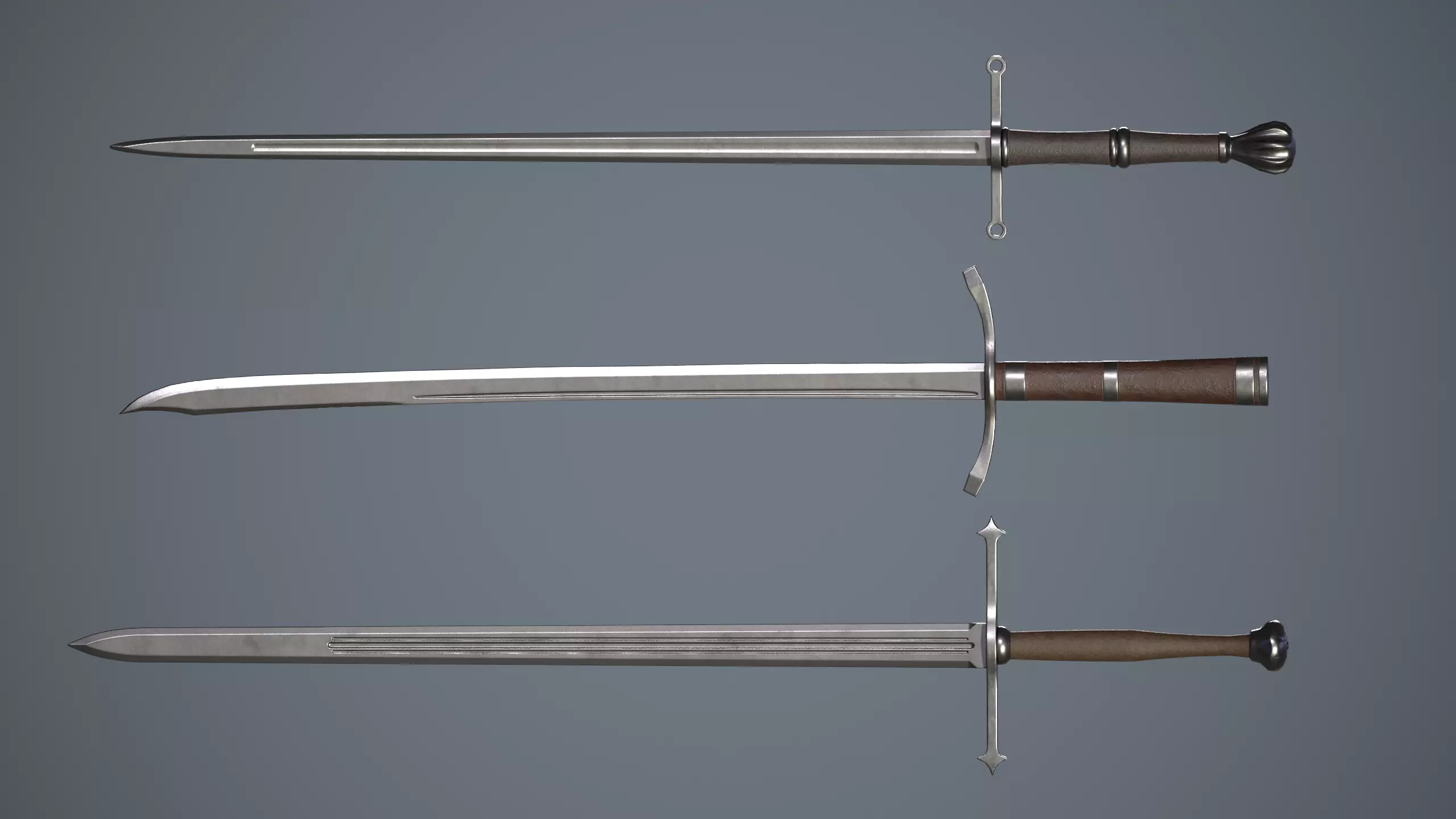 Two-handed swords  Low-poly 3D model_0