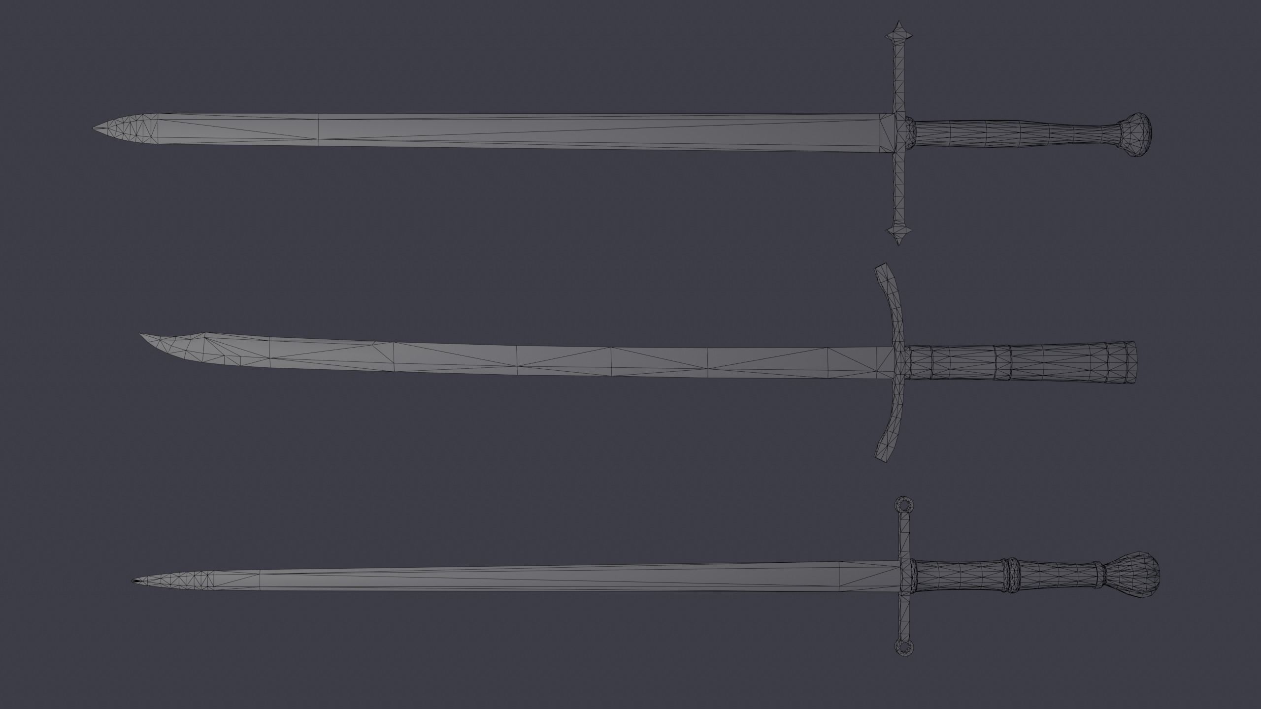 Two-handed swords  Low-poly 3D model_4