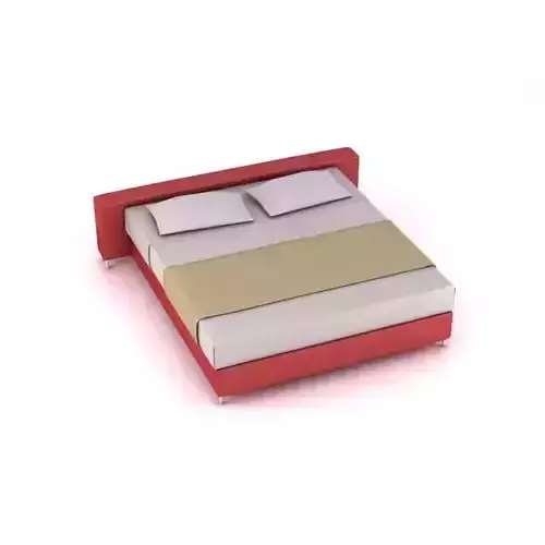 Modern Bed With Red Headboard And Frame