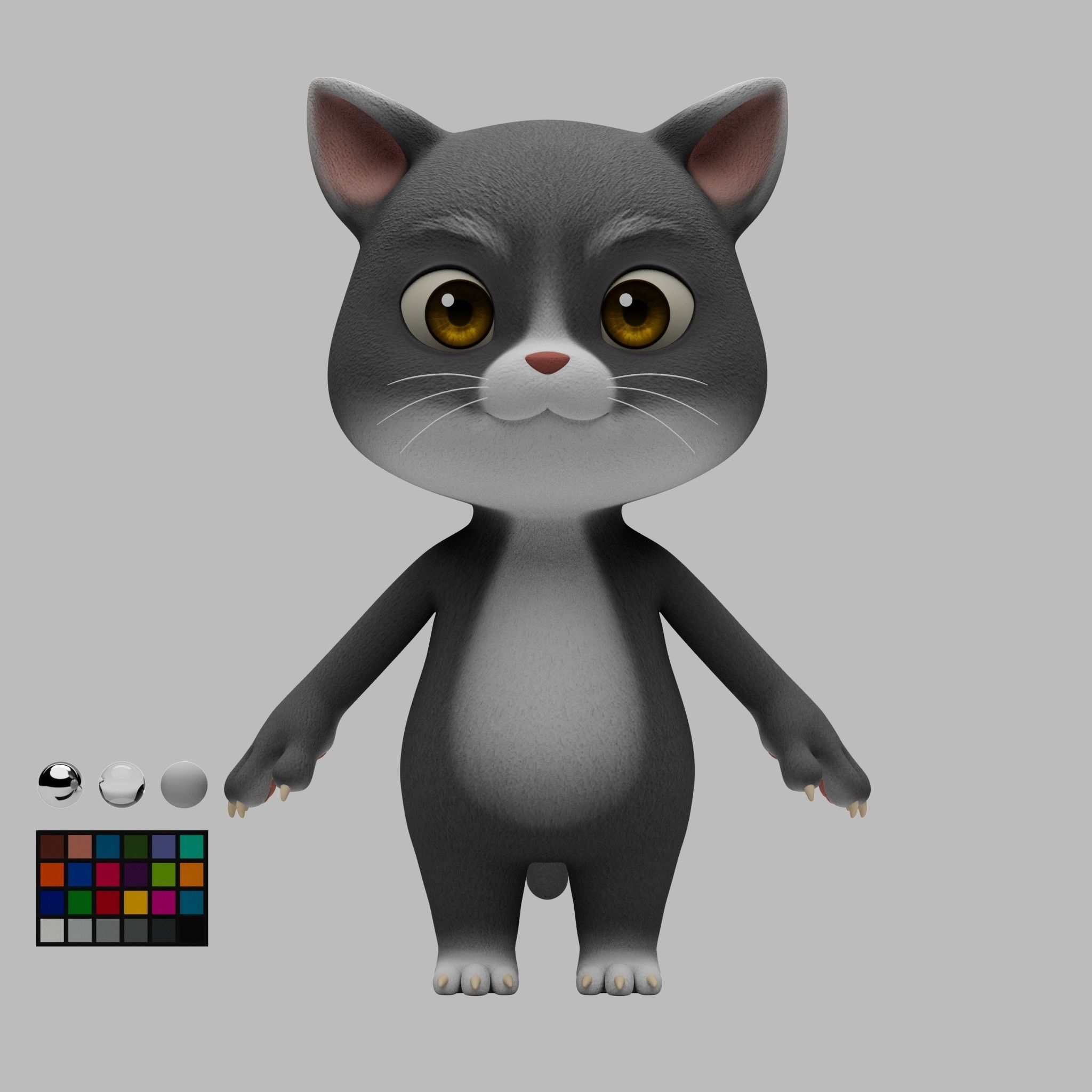 Cat cartoon character modeling textures 3D model_1