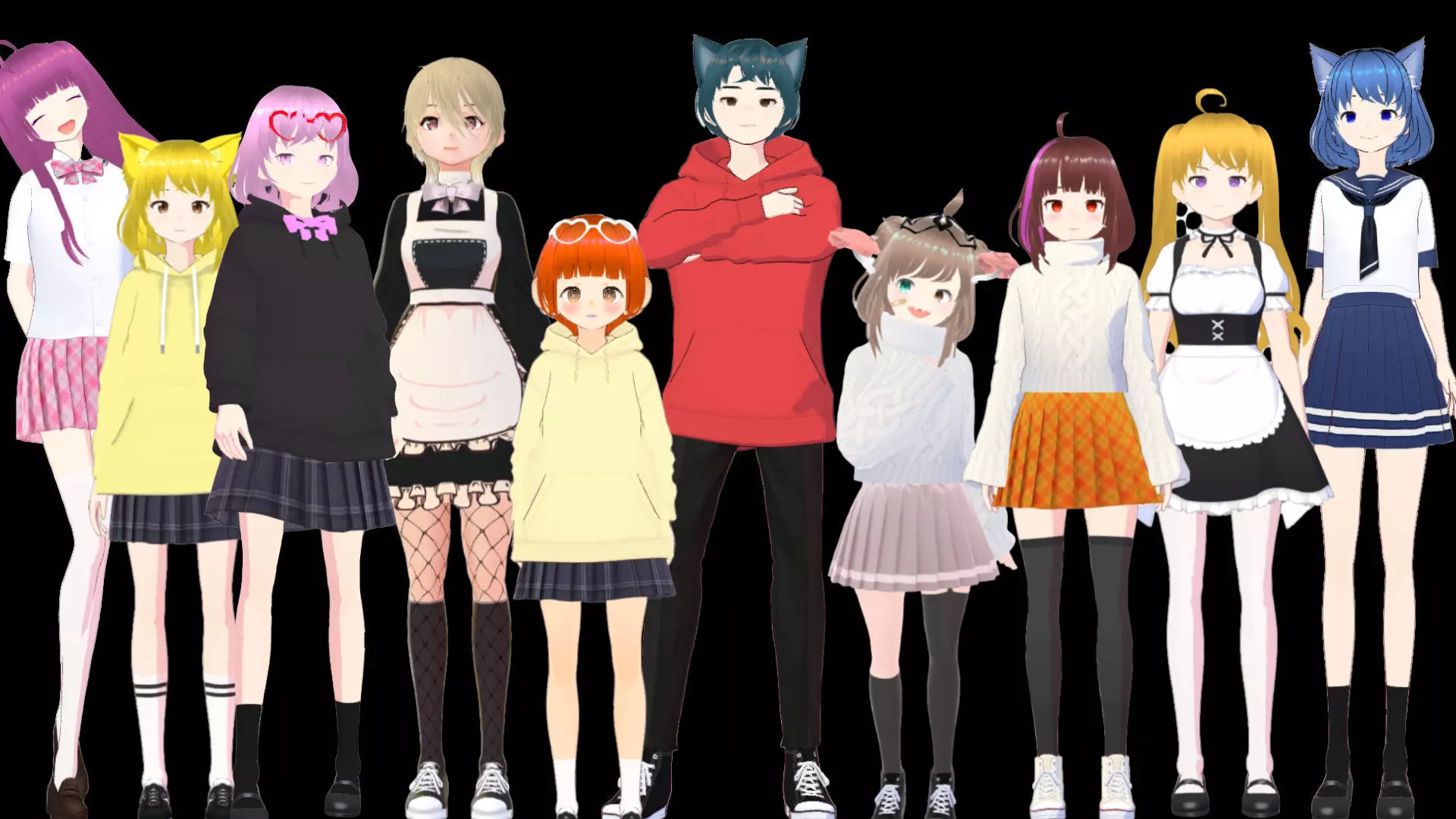 10 Cute Anime Girls Characters HUGEPACK 3D Model Collection_0