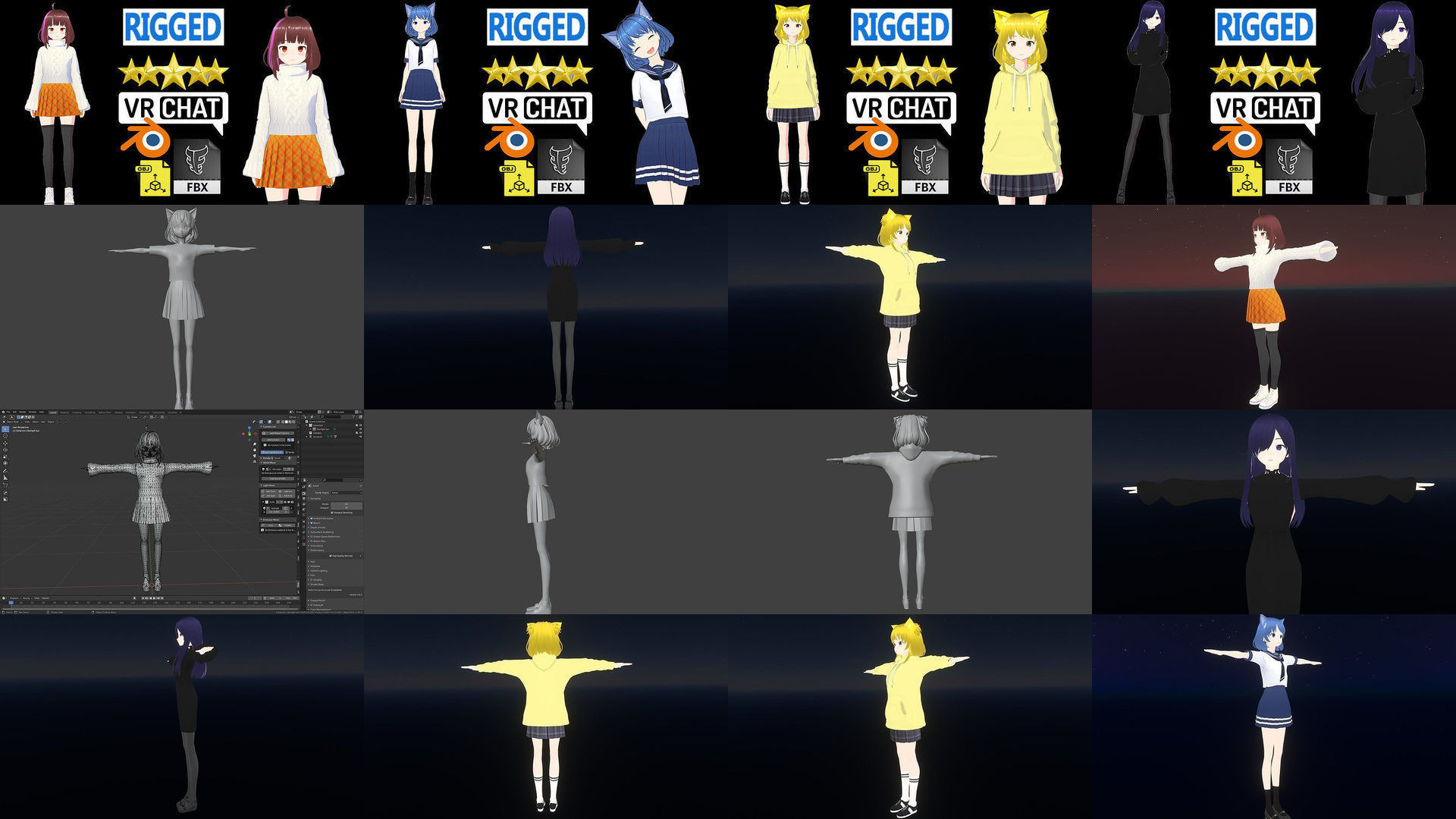 20 Cute Anime Girls Characters DiamondPACK 3D Model Collection_3