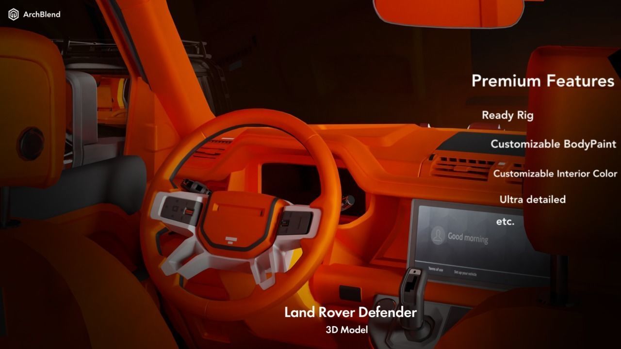 Land Rover Defender with HD Interior 3D model_2