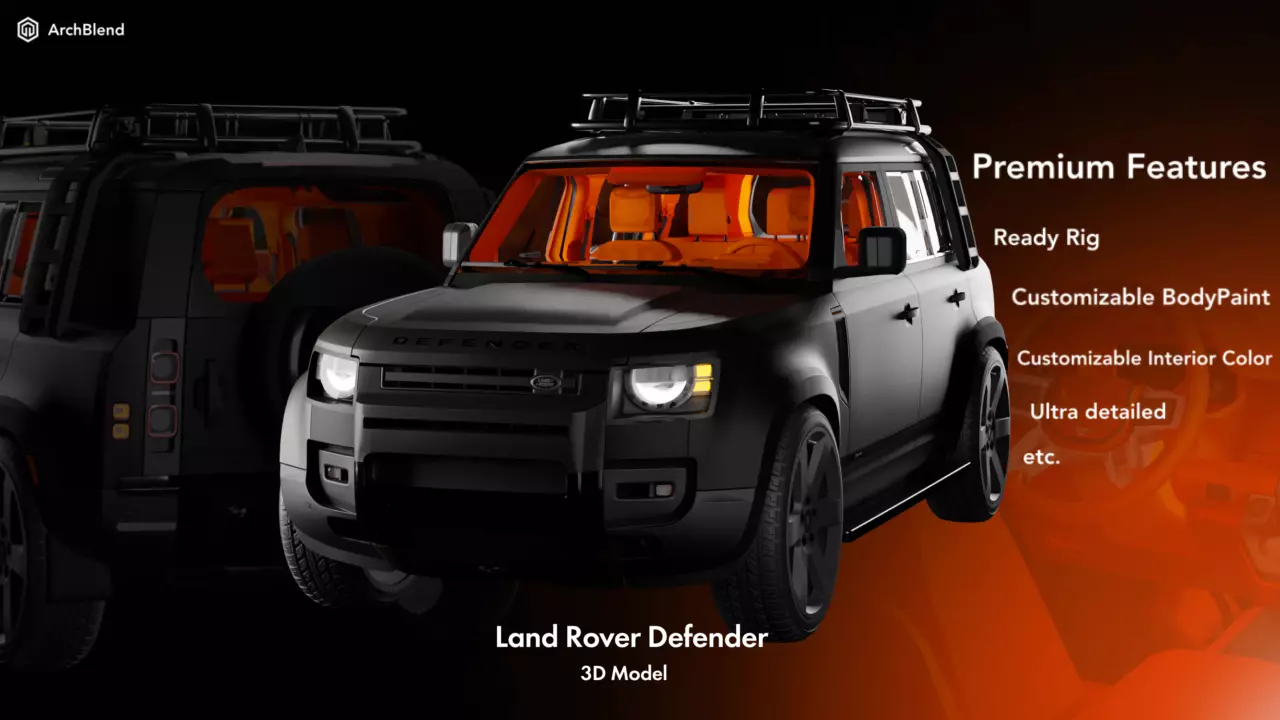 Land Rover Defender with HD Interior 3D model_0
