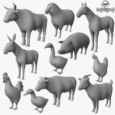 Farm Animals Low-poly 3D model_0
