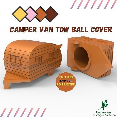 Camper Van Tow Ball Cover Cap Design 2 3D print model