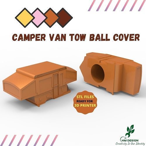 Camper Van Tow Ball Cover Cap Design 3 3D print model