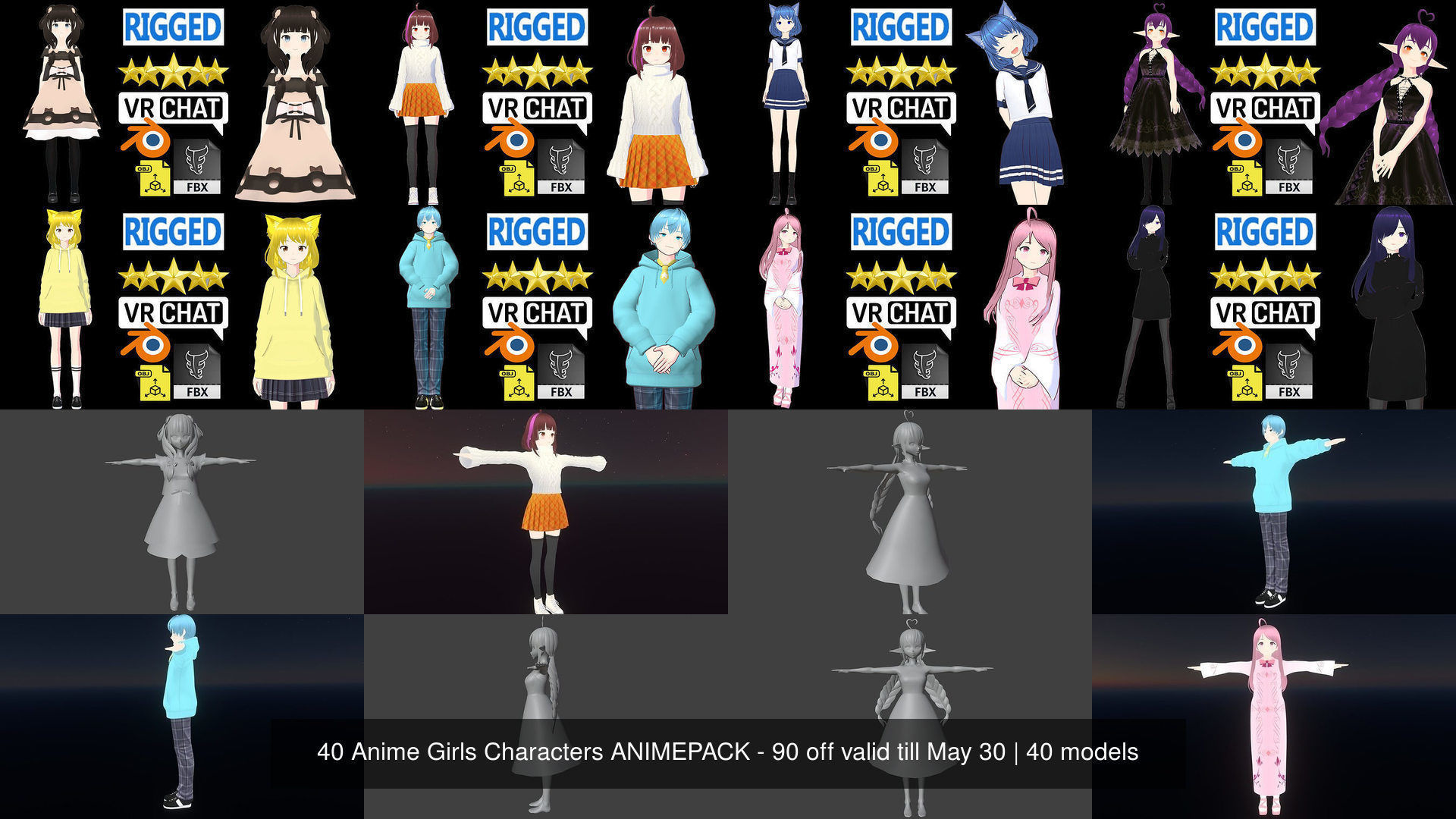 40 Girls Characters ANIMEPACK-70 off valid till June 30 3D Model Collection_31
