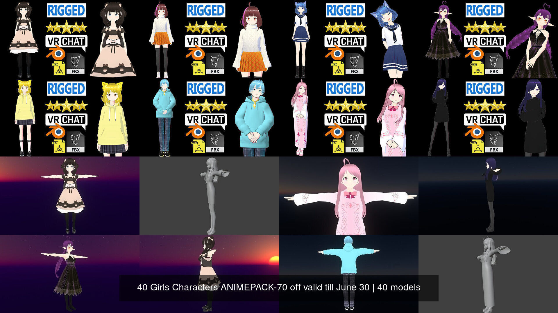 40 Girls Characters ANIMEPACK-70 off valid till June 30 3D Model Collection_8