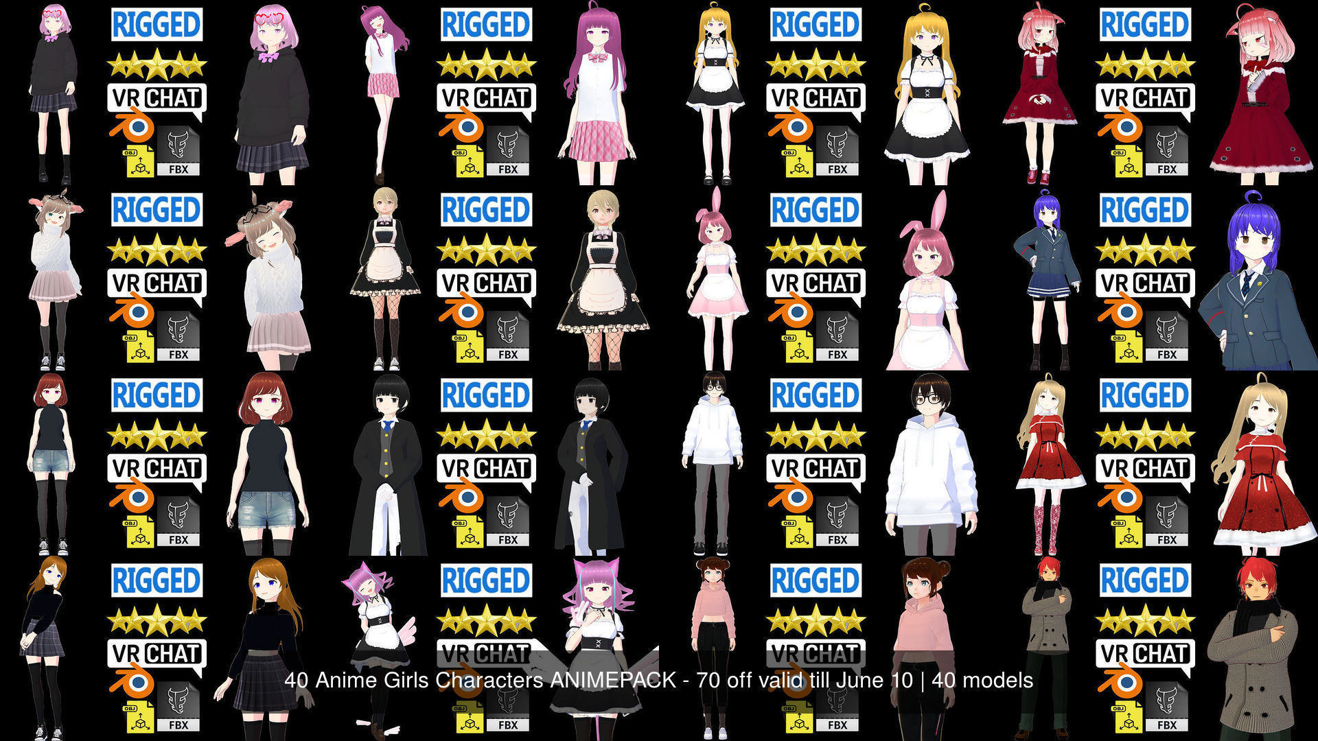 40 Girls Characters ANIMEPACK-70 off valid till June 30 3D Model Collection_19