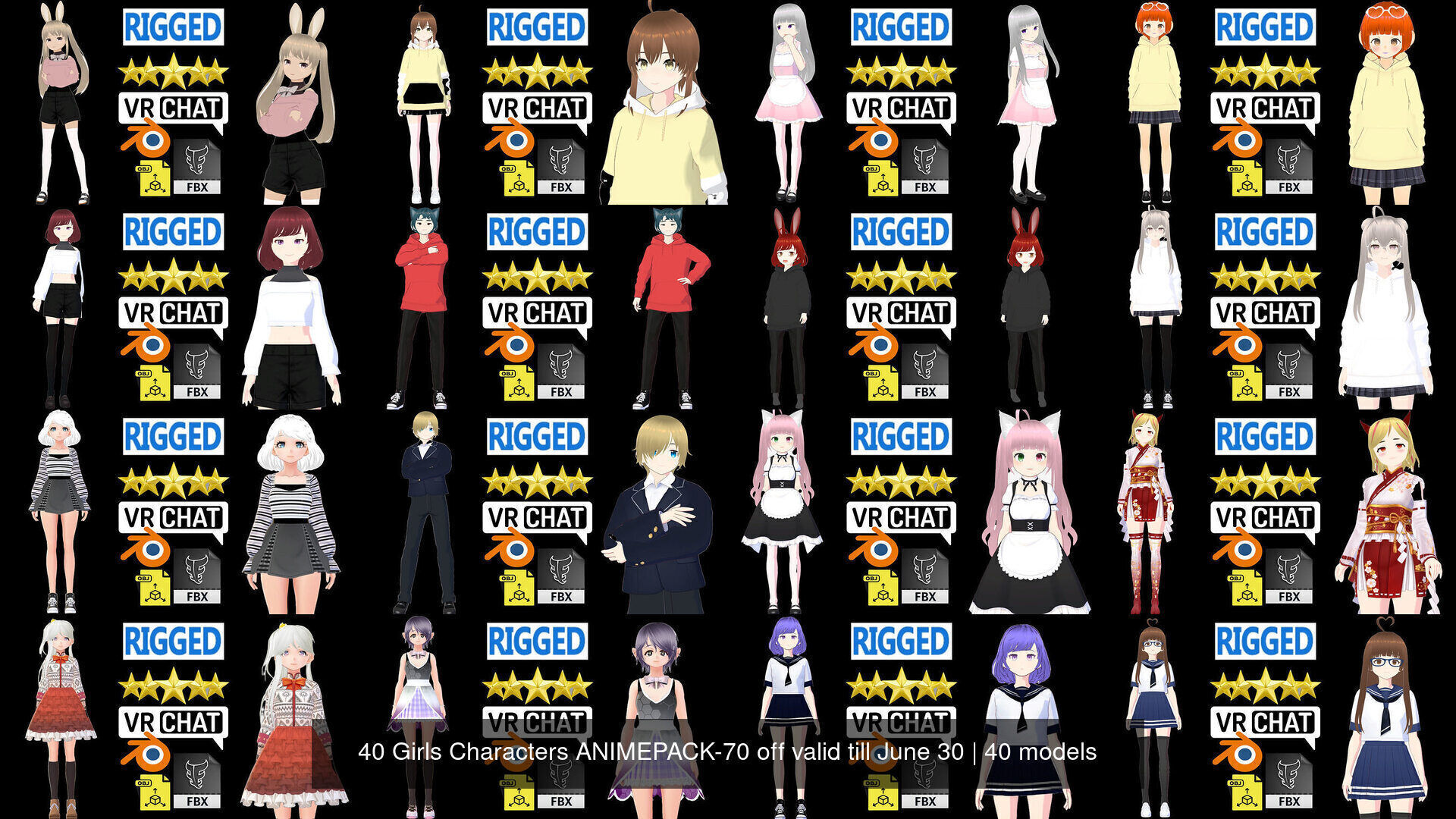 40 Girls Characters ANIMEPACK-70 off valid till June 30 3D Model Collection_6