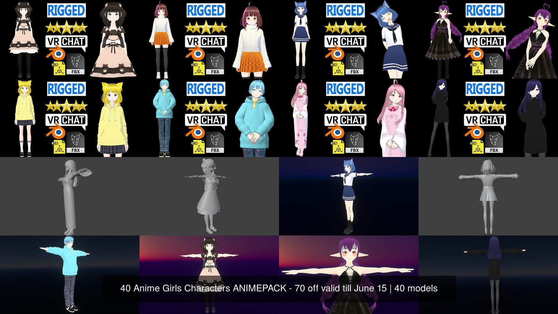 40 Girls Characters ANIMEPACK-70 off valid till June 30 3D Model Collection_23