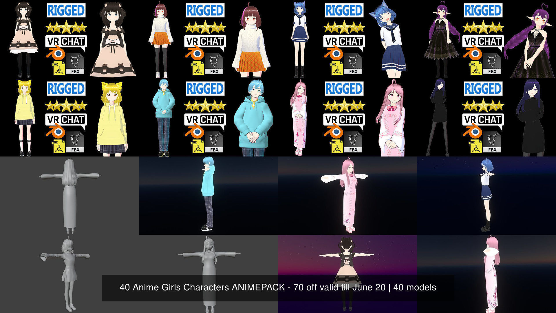 40 Girls Characters ANIMEPACK-70 off valid till June 30 3D Model Collection_20