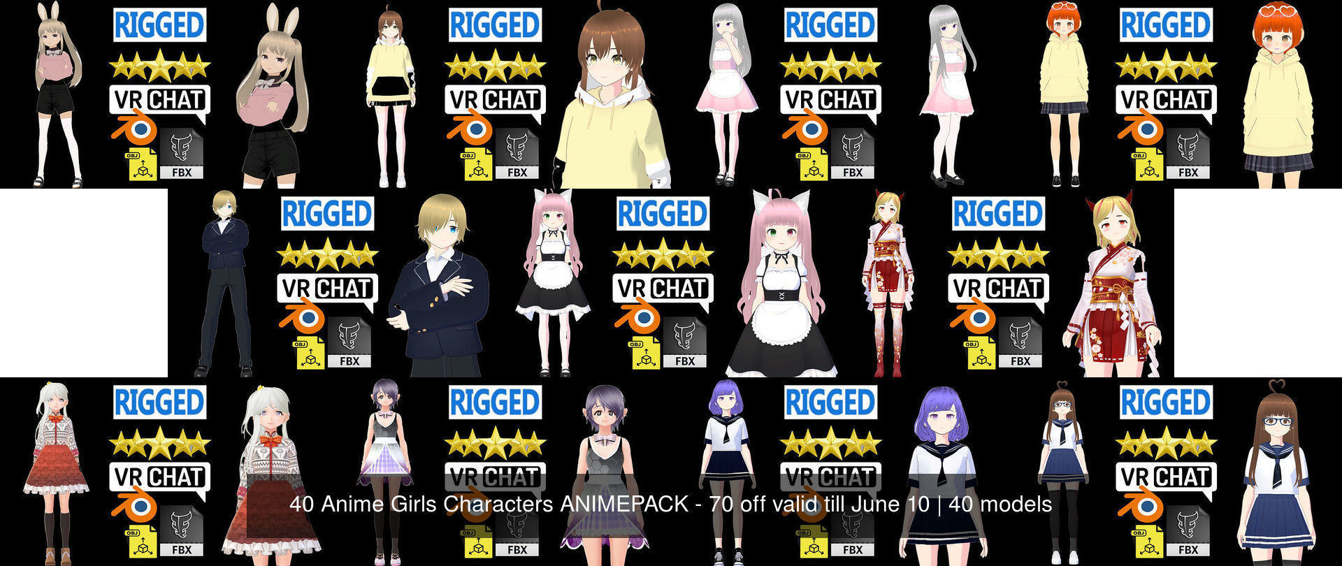 40 Girls Characters ANIMEPACK-70 off valid till June 30 3D Model Collection_24