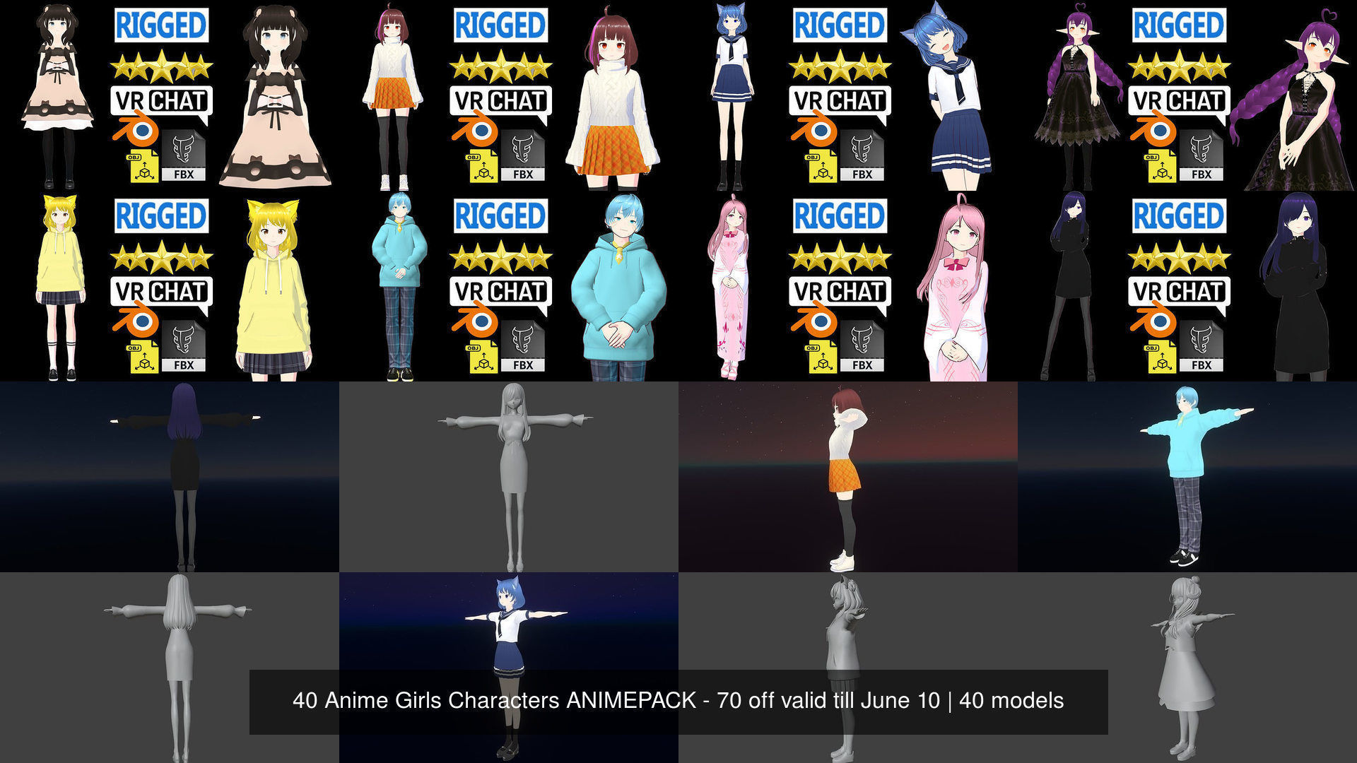 40 Girls Characters ANIMEPACK-70 off valid till June 30 3D Model Collection_26