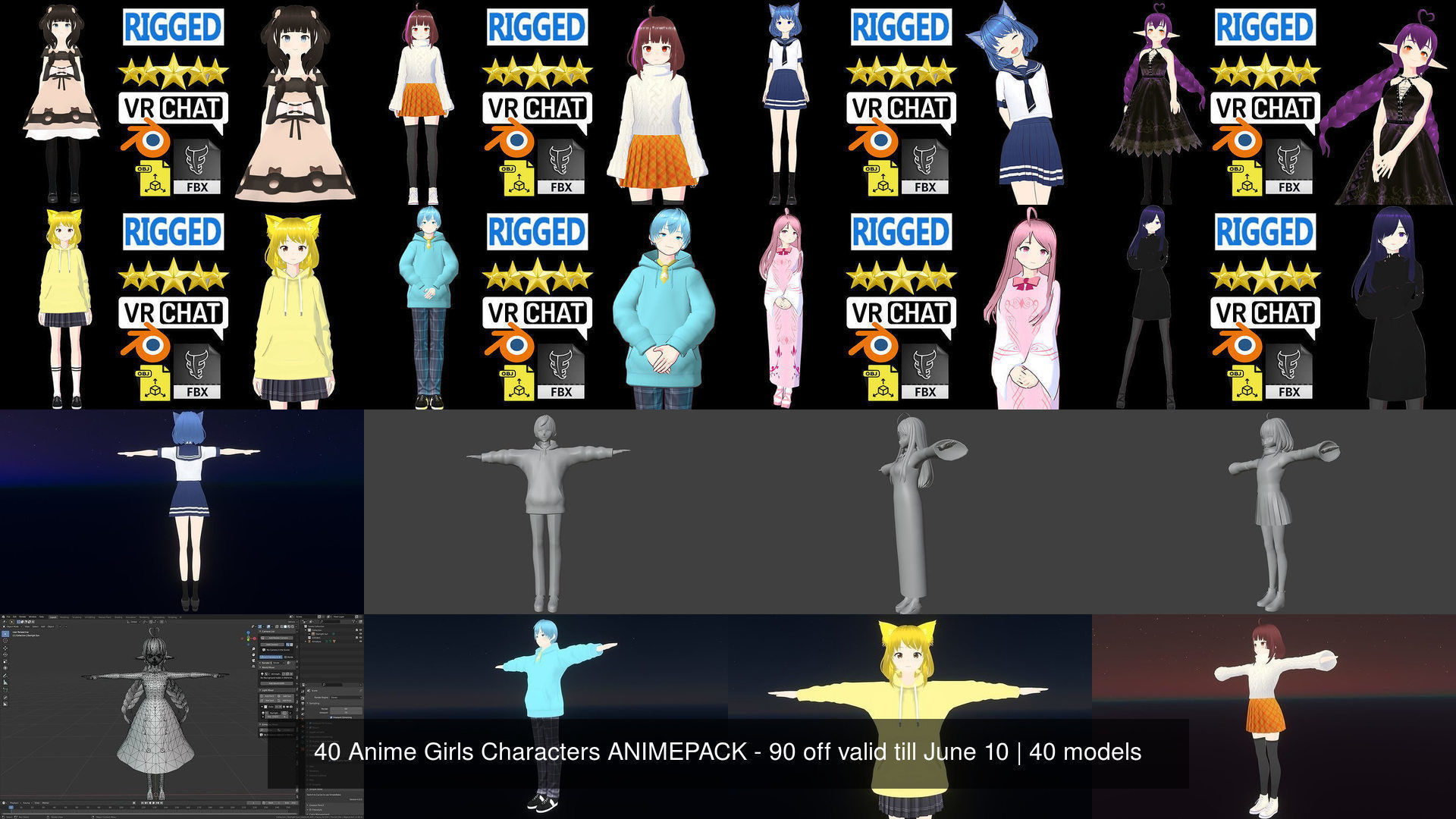 40 Girls Characters ANIMEPACK-70 off valid till June 30 3D Model Collection_29