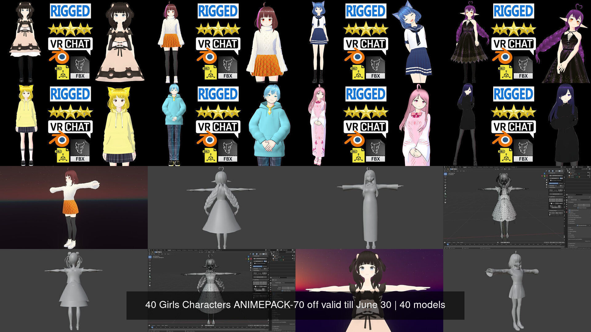40 Girls Characters ANIMEPACK-70 off valid till June 30 3D Model Collection_11