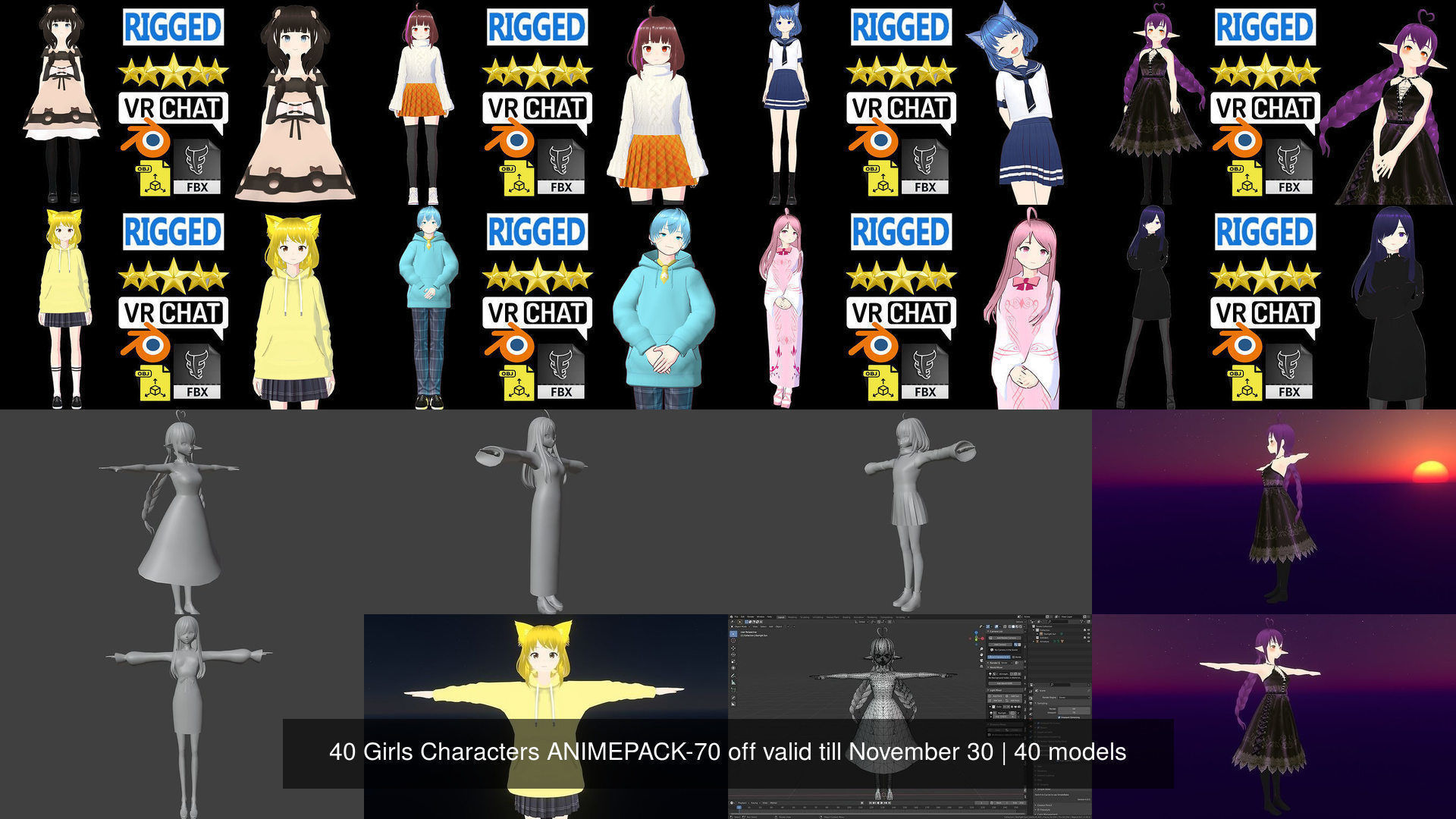40 Girls Characters ANIMEPACK-70 off valid till June 30 3D Model Collection_17