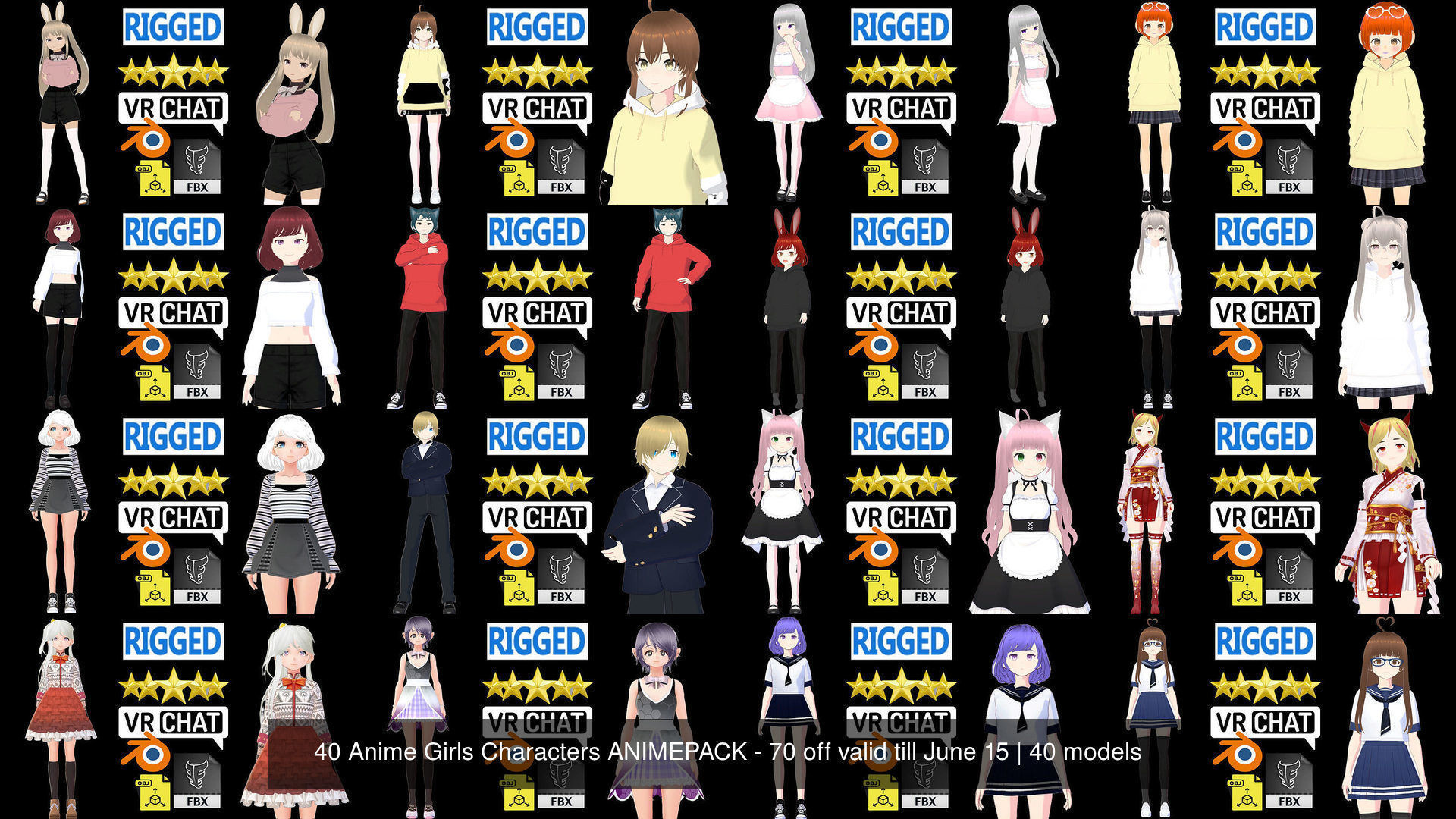 40 Girls Characters ANIMEPACK-70 off valid till June 30 3D Model Collection_21