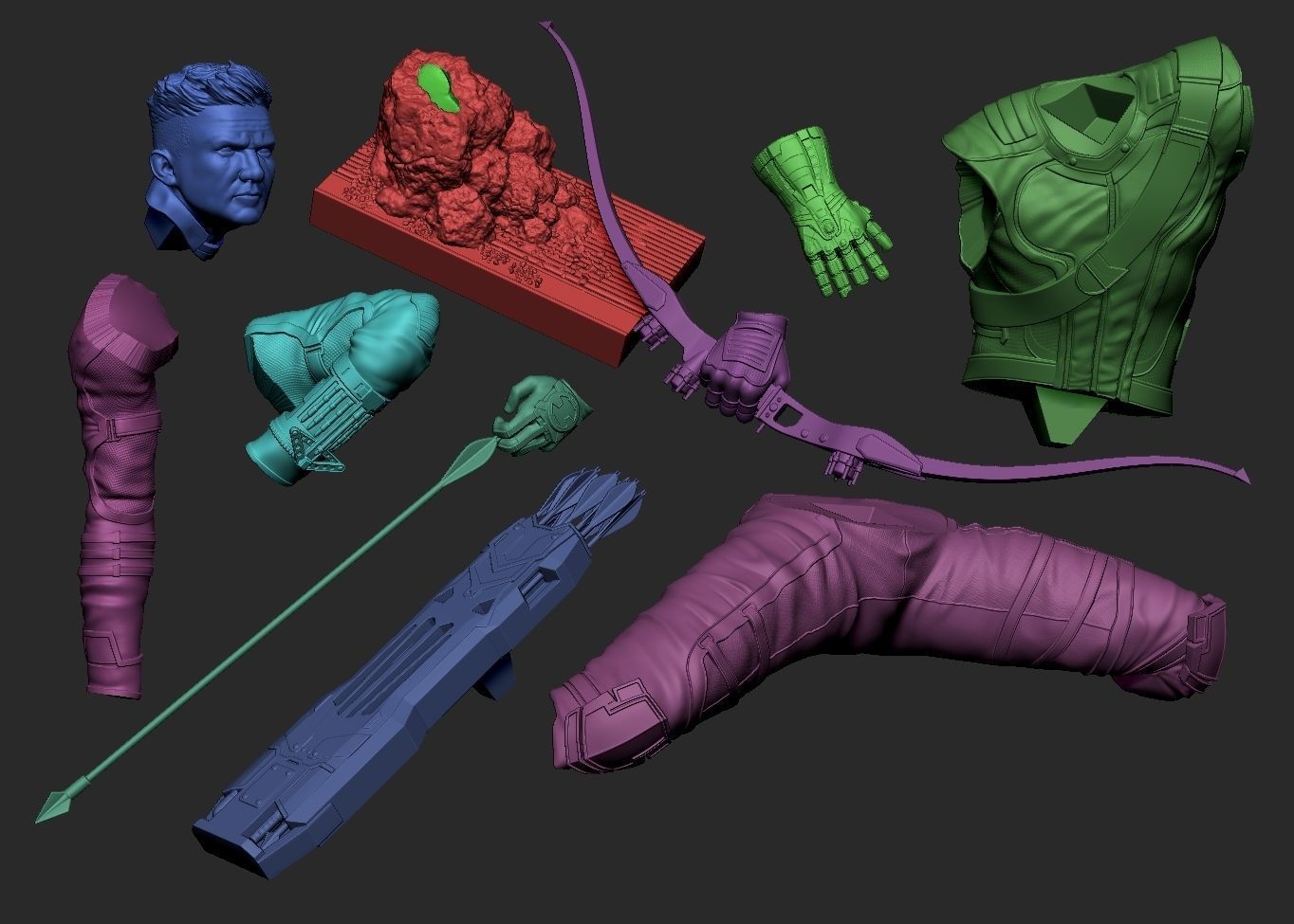 Hawkeye Endgame Fanart Statue 3D print model_6