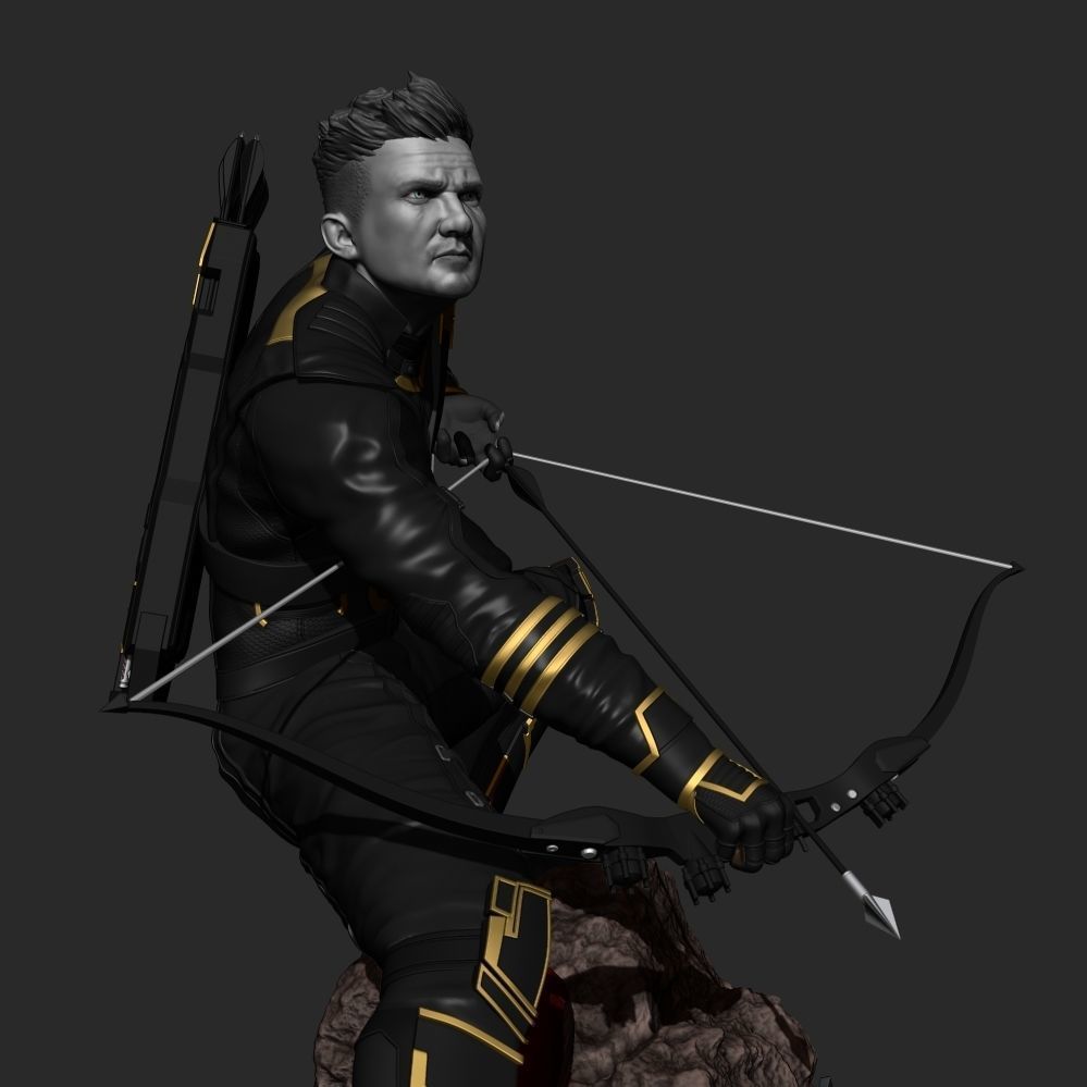 Hawkeye Endgame Fanart Statue 3D print model_2