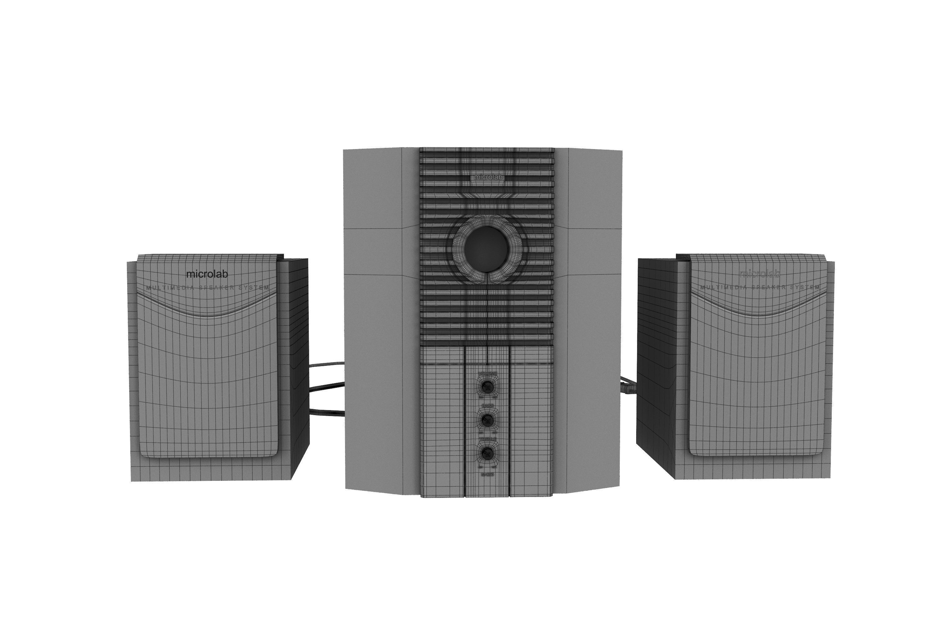 Microlab subwoofer Low-poly 3D model_5
