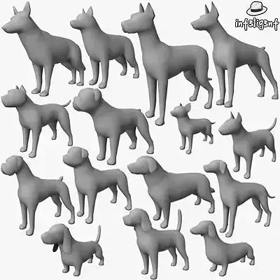 Dogs Collection bull terrier Low-poly 3D model