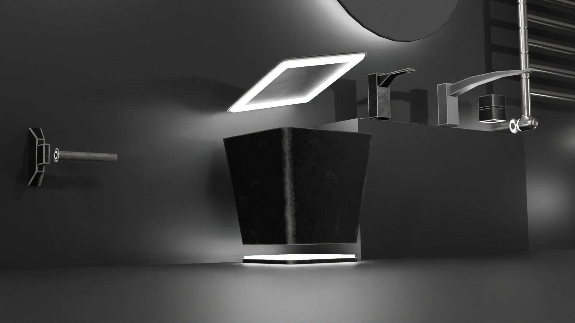 Bathroom sci-fi interior set  Low-poly 3D model_2