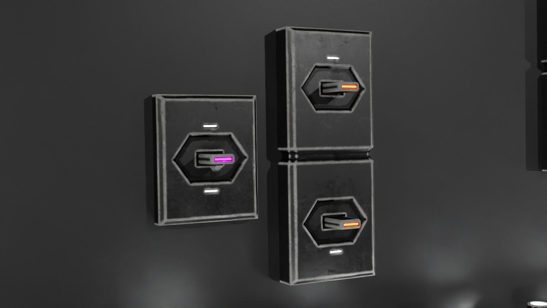 Bathroom sci-fi interior set  Low-poly 3D model_17