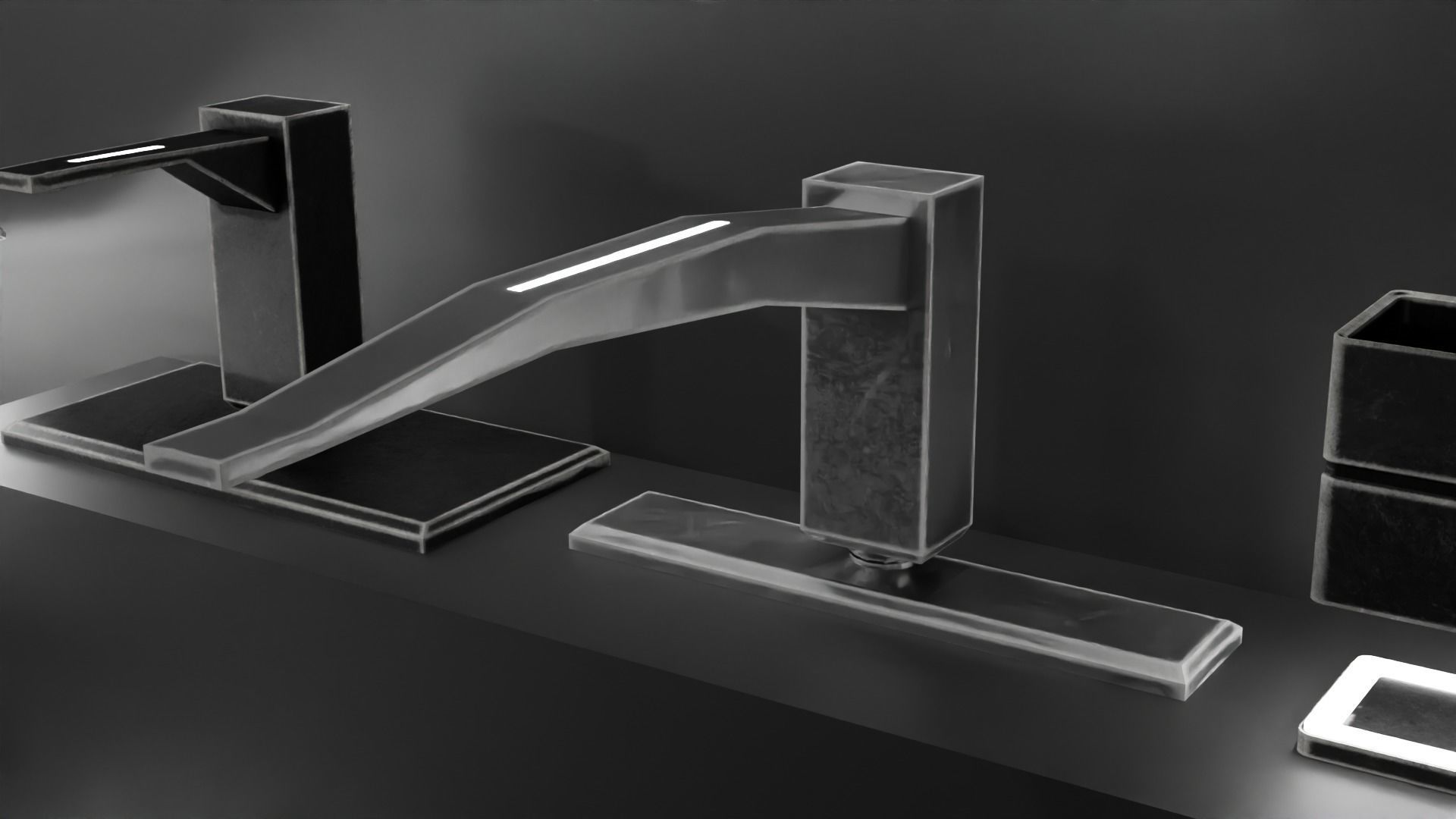 Bathroom sci-fi interior set  Low-poly 3D model_11