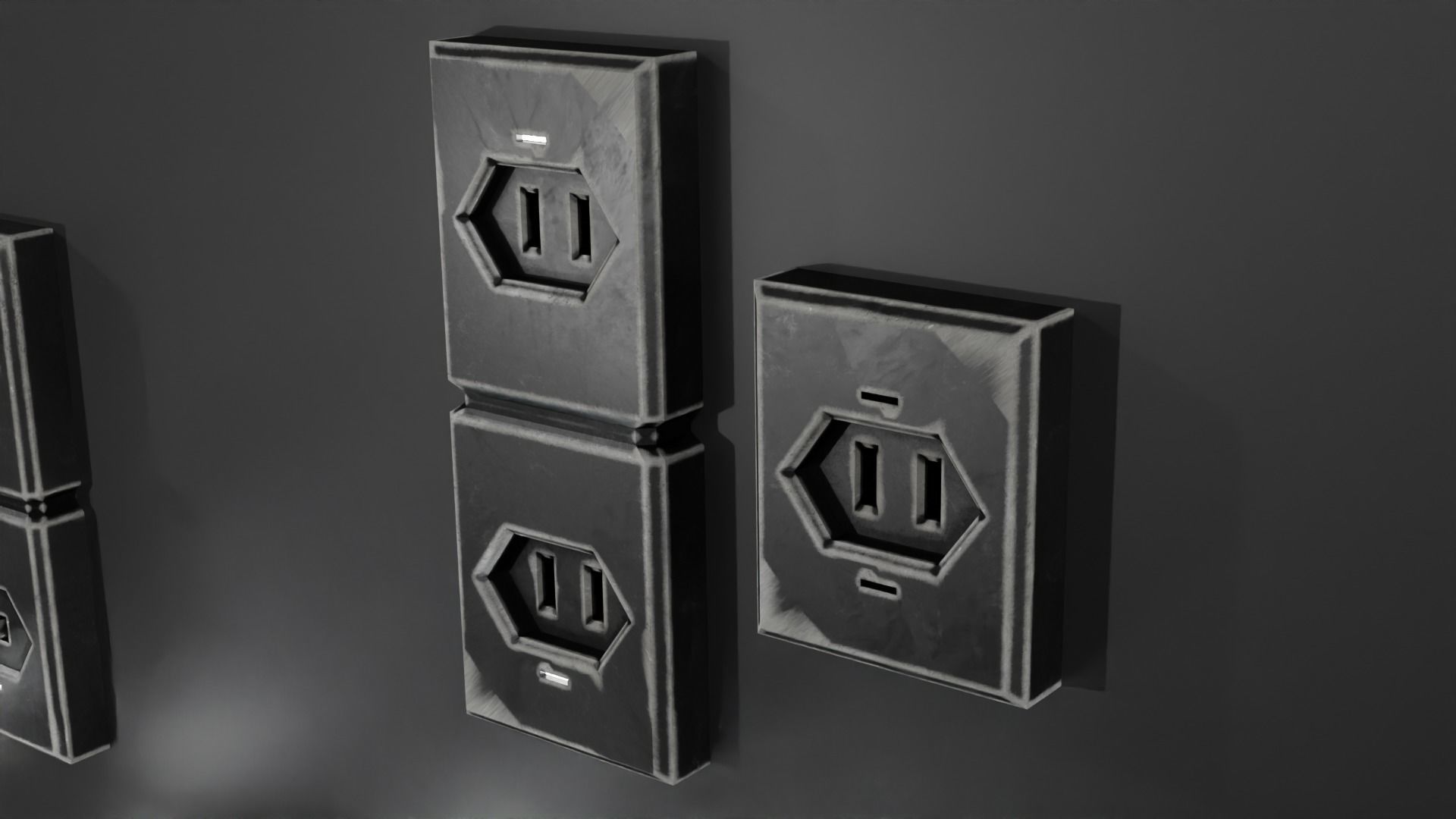 Bathroom sci-fi interior set  Low-poly 3D model_19