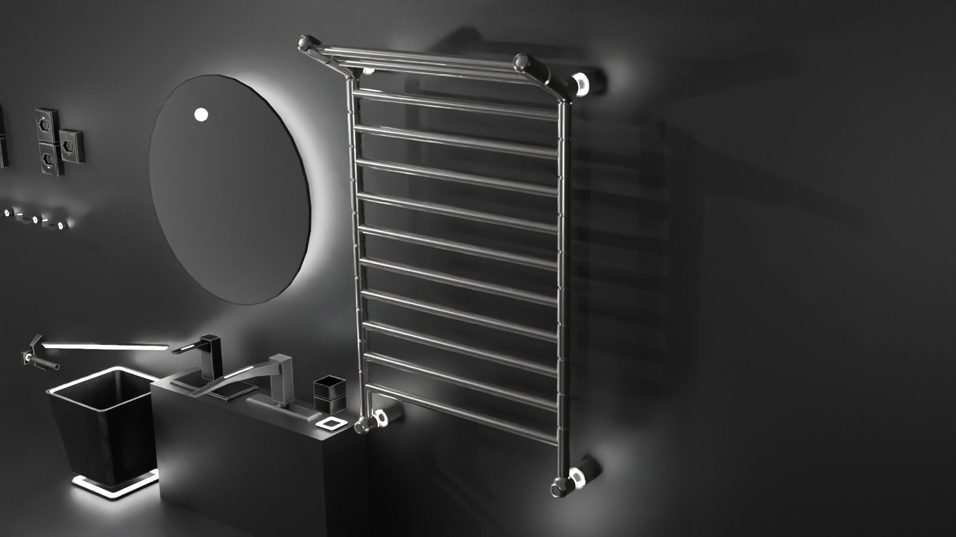 Bathroom sci-fi interior set  Low-poly 3D model_6