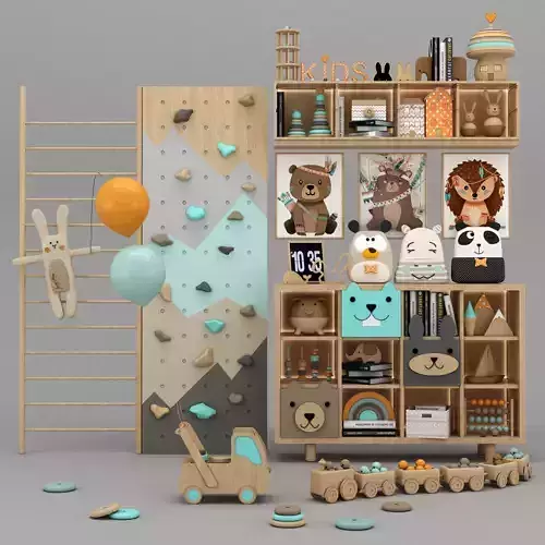 toys and furniture set Low-poly 3D model