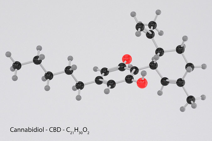 Drug CBD - Cannabidiol - Cannabinoid Molecule 3D model