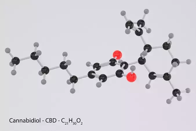 Drug CBD - Cannabidiol - Cannabinoid Molecule 3D model