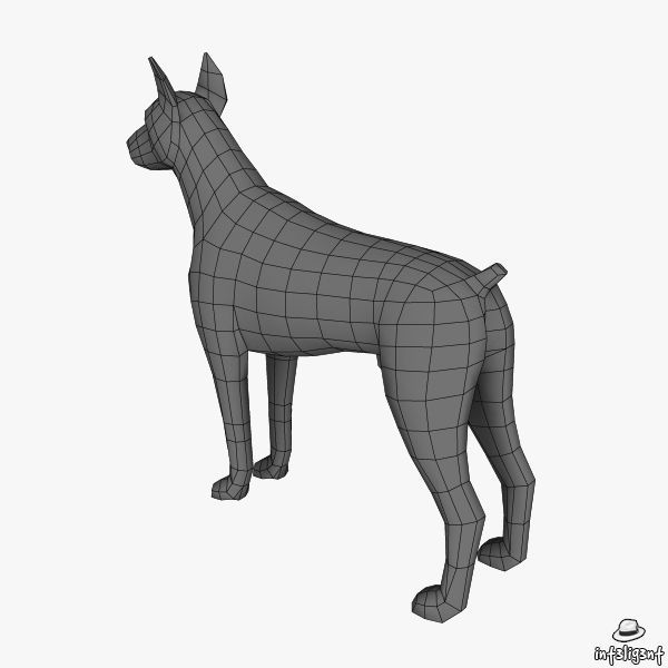 Doberman Low-poly 3D model_6