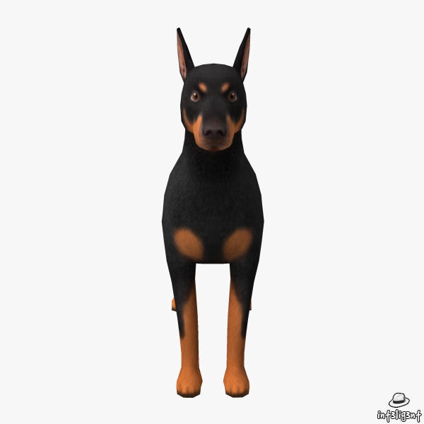 Doberman Low-poly 3D model_1