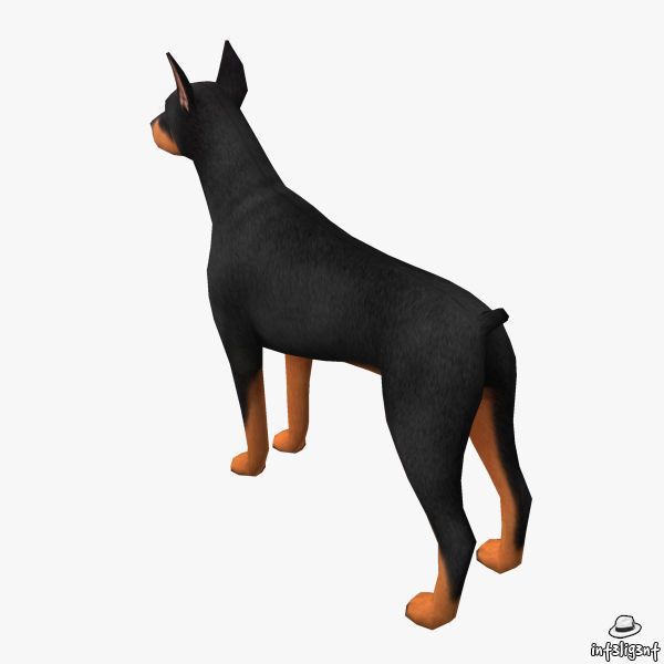 Doberman Low-poly 3D model_3