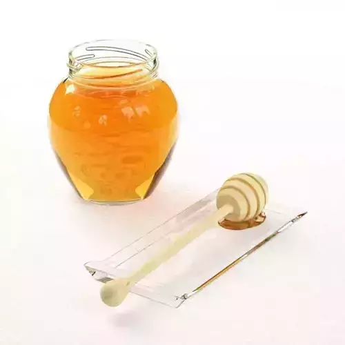 Translucent Artisan Honey Pot With Honey Dipper 3D model