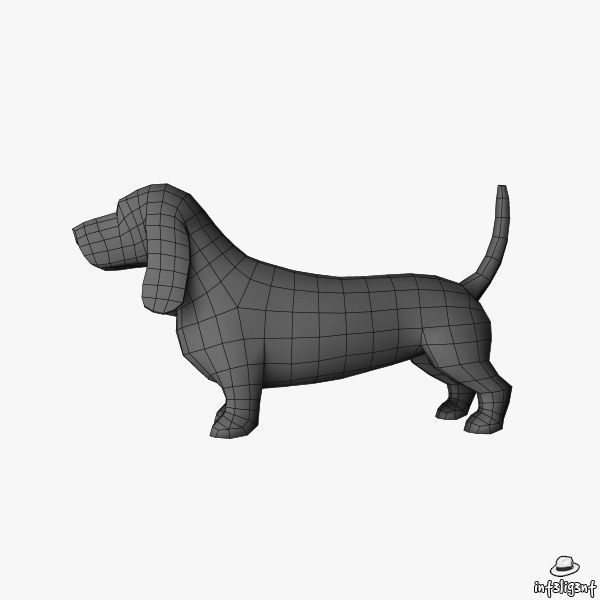 Basset Hound Low-poly 3D model_5