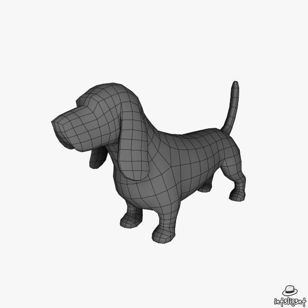 Basset Hound Low-poly 3D model_4