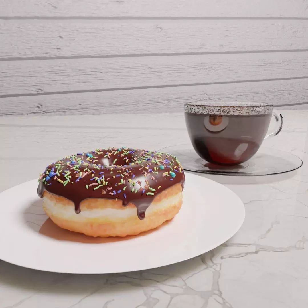 Donut with sprinkles 3D model_0