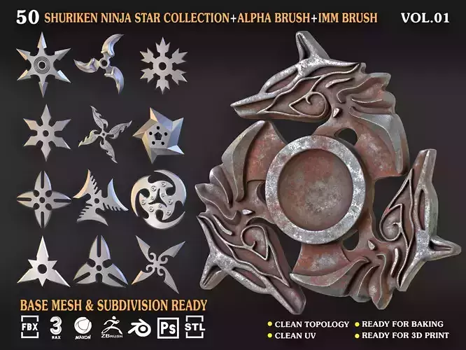 Shuriken Ninja Star CollectionVol 01 3D print model
