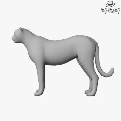 Low Poly Cheetah panther Low-poly 3D model_1