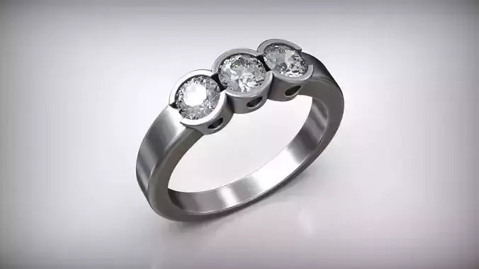 Three Gems Engagement Ring