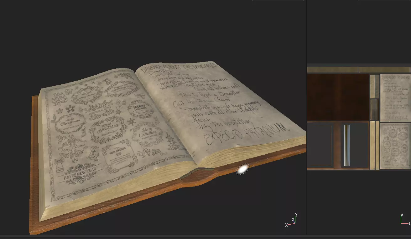 bookbook open book with writing 3D model_0