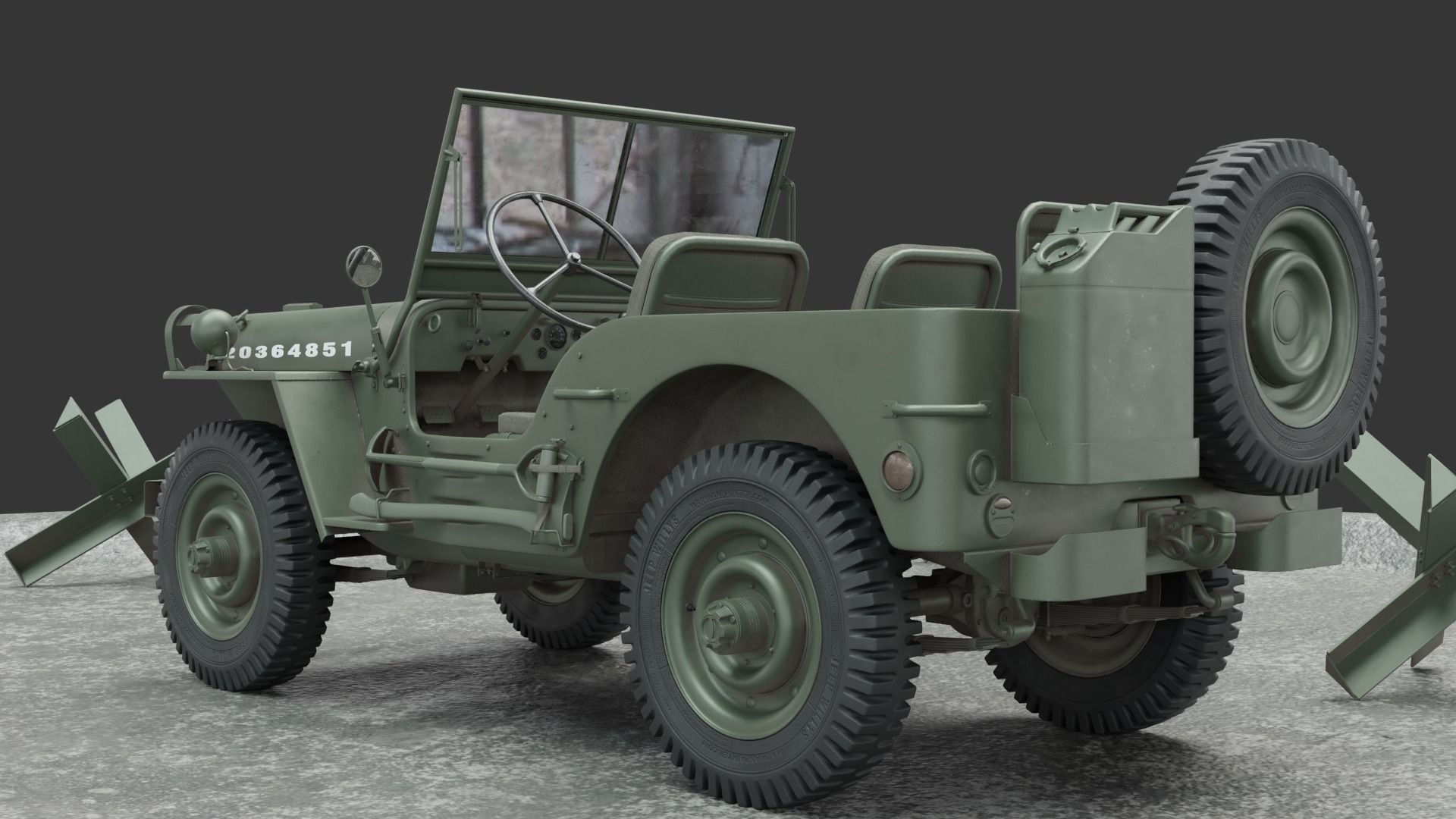 Jeep Wrangler Willy 1942 3D model_2