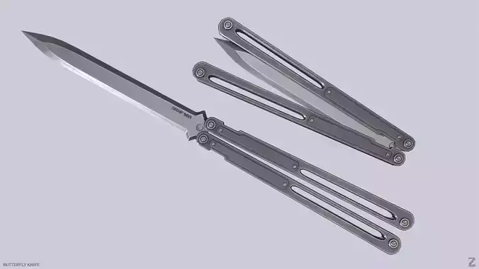 Butterfly knife Low-poly 3D model